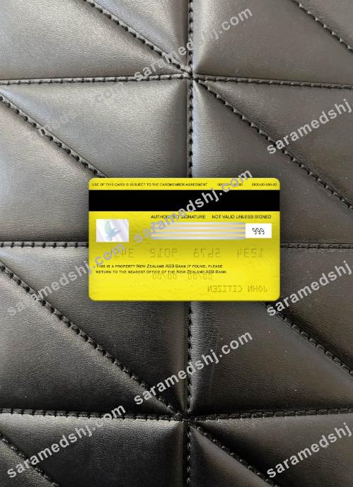 New Zealand ASB Bank visa classic card photolook back